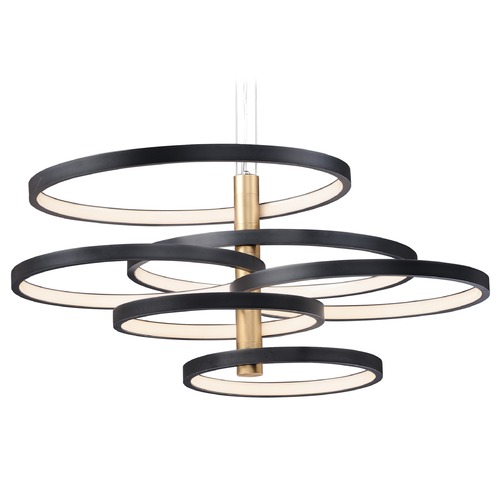 Hoopla 6-Light LED Pendant in Black & Gold by ET2 Lighting
