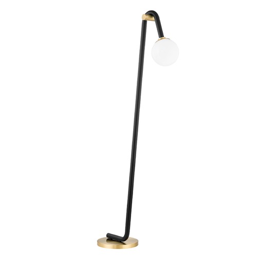 Whit Aged Brass & Black Floor Lamp by Mitzi by Hudson Valley