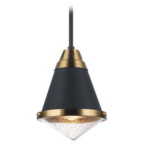 Matteo Lighting Lloyd Matte Black & Aged Gold Pendant by Matteo Lighting C70801MBBU