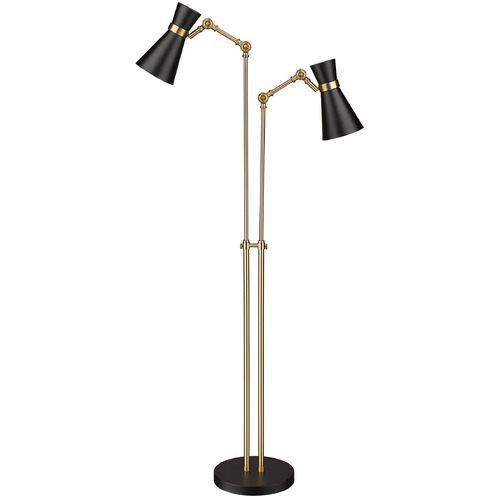 Soriano Matte Black & Heritage Brass Swing Arm Lamp by Z-Lite