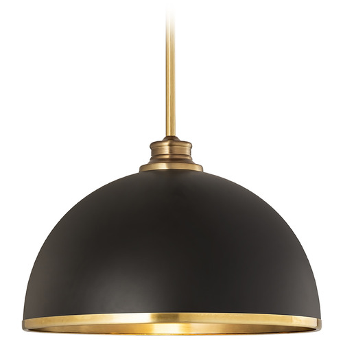 Landry Matte Black & Rubbed Brass Pendant by Z-Lite