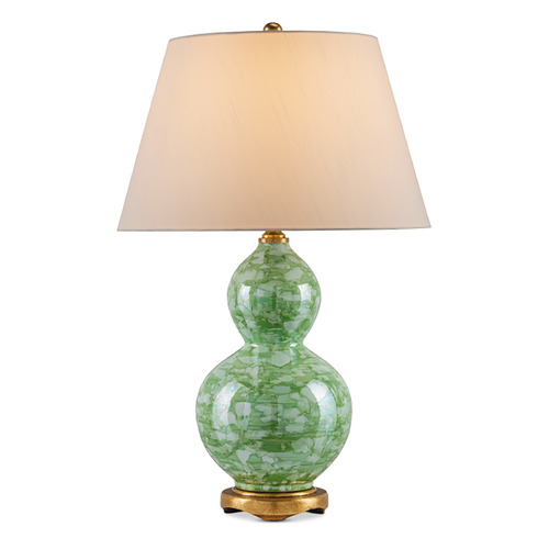 Currey and Company Eau Green & Textured Antique Gold Leaf Table Lamp with Empire Shade