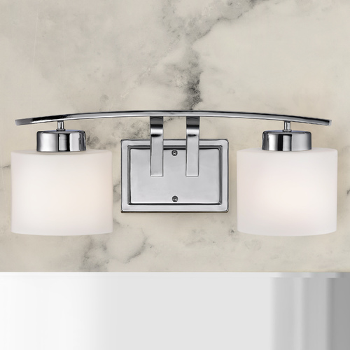 Design Classics Lighting Chrome Bathroom Wall Light with White Oval Glass - Two Lights 1382-26