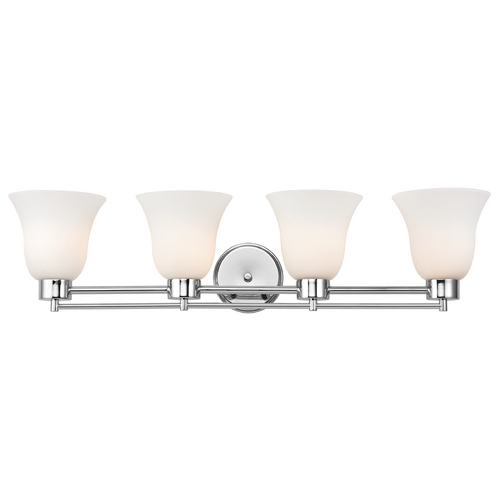 Design Classics Lighting Modern Bathroom Light with White Glass - Four Lights 704-26 GL9222-WH