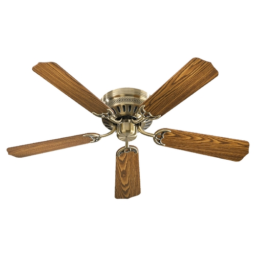 Hugger Antique Brass Ceiling Fan Without Light by Quorum Lighting