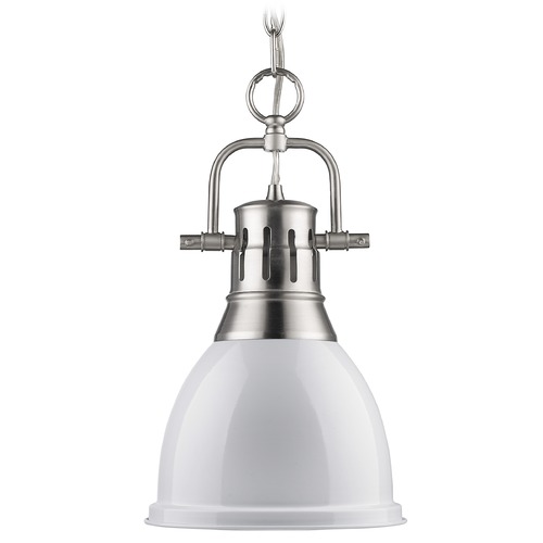 Duncan Small Pendant in Pewter & White by Golden Lighting