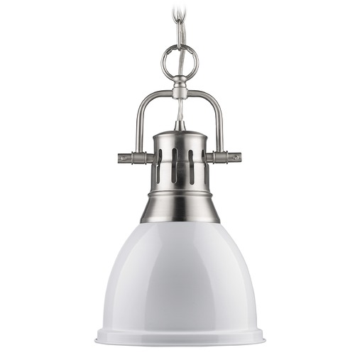 Golden Lighting Duncan Small Pendant in Pewter & White by Golden Lighting 3602-S PW-WH