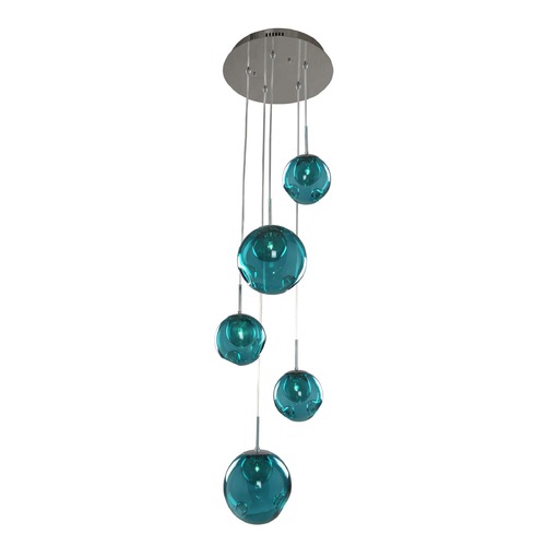 Kalco Lighting Meteor Chrome Multi-Light Pendant by Kalco Lighting 309541CH/AQUA