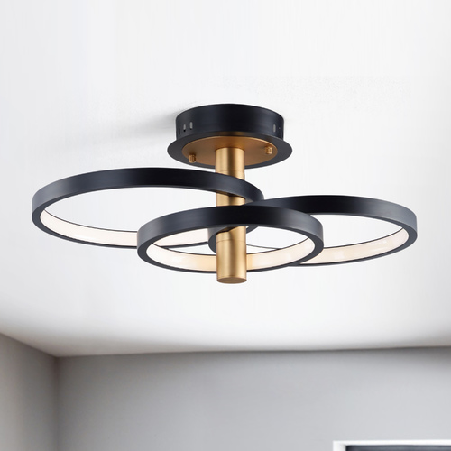 Hoopla Black & Gold LED Semi-Flush Mount by ET2 Lighting