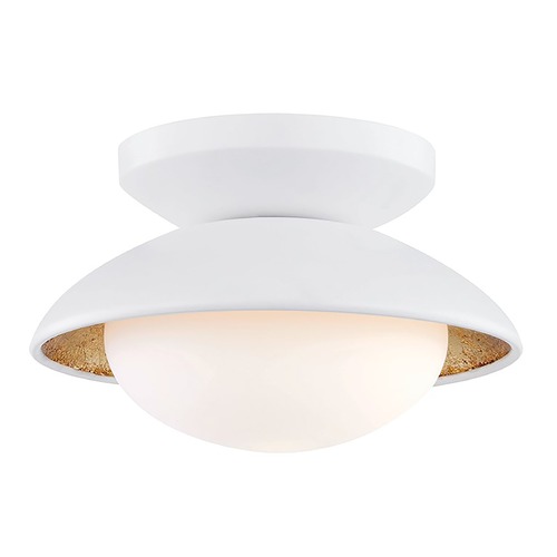 Mitzi by Hudson Valley Cadence White Lustro & Gold Leaf LED Semi-Flush  by Mitzi by Hudson Valley H368601S-WH/GL