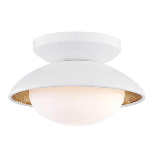 Cadence White Lustro & Gold Leaf LED Semi-Flush by Mitzi by Hudson Valley