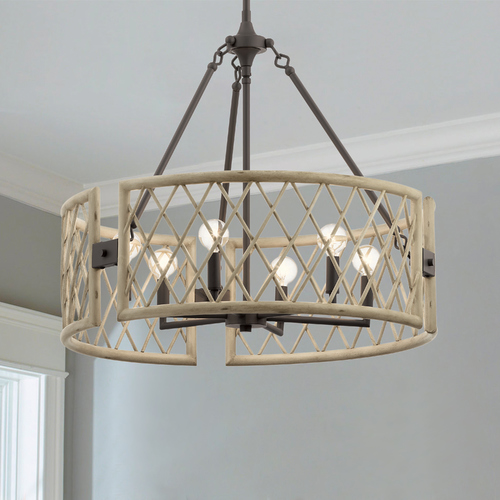 Kichler Lighting Oana 24.75-Inch White Washed Wood Chandelier by Kichler Lighting 52077WWW