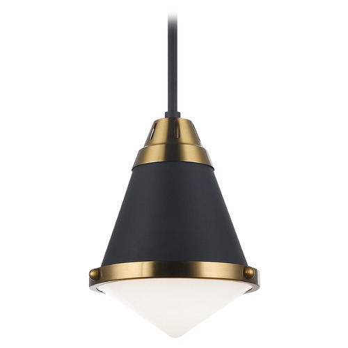 Matteo Lighting Lloyd Matte Black & Aged Gold Pendant by Matteo Lighting C70801MBOP