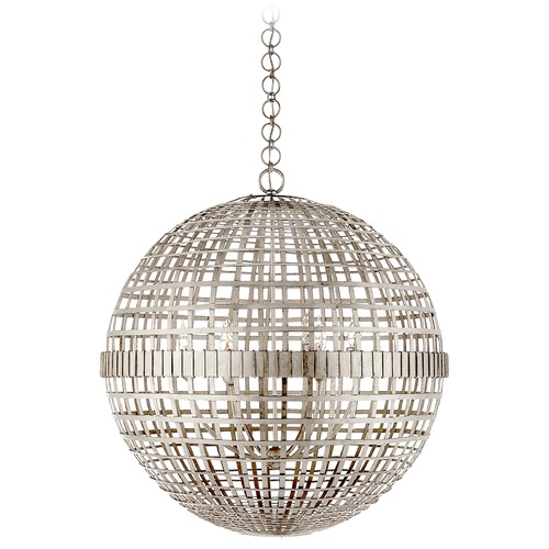 Visual Comfort Signature Collection Aerin Mill Large Globe Lantern in Silver Leaf by Visual Comfort Signature ARN5002BSL