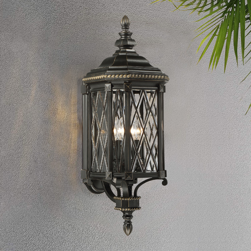 Bexley Manor Black with Gold Outdoor Wall Light by Minka Lavery