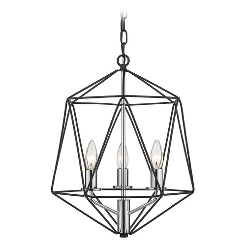 Geo Matte Black & Chrome Chandelier by Z-Lite