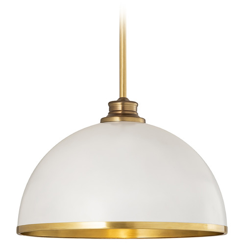 Z-Lite Landry Matte White & Rubbed Brass Pendant by Z-Lite 1004P14-MW-RB