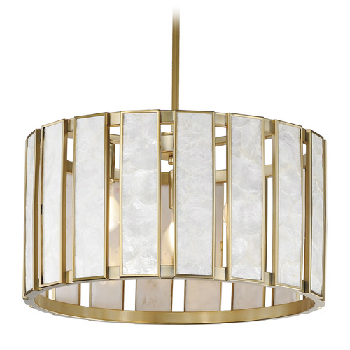 Miramar Capiz & Natural Aged Brass Pendant by Maxim Lighting