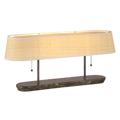 Currey and Company Museum Dark Bronze & Brown LED Table Lamp with Oval Shade