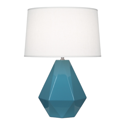 Robert Abbey Lighting Modern Art Deco Table Lamp Mg Ocean / Ra Steel Blue / Polished Nickel Delta by Robert Abbey OB930