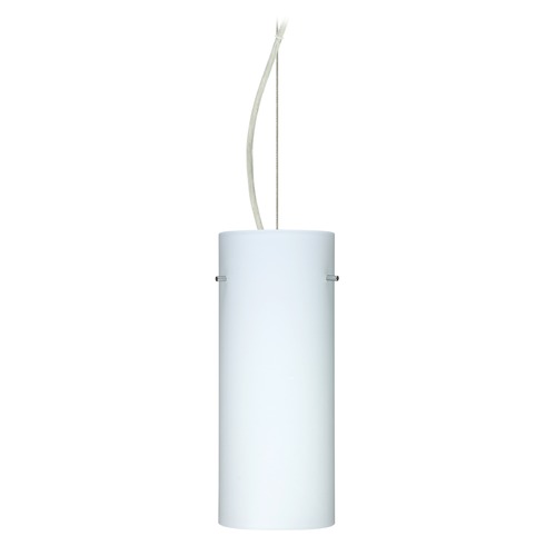 Besa Lighting Besa Lighting Stilo Satin Nickel LED Pendant Light with Cylindrical Shade 1KX-412307-LED-SN