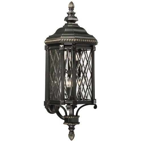 Bexley Manor Black with Gold Outdoor Wall Light by Minka Lavery