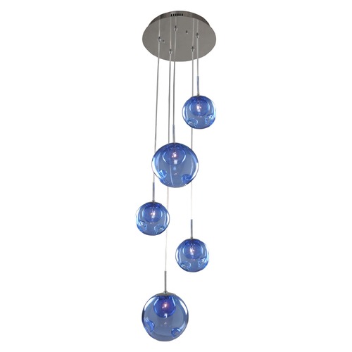 Kalco Lighting Meteor Chrome Multi-Light Pendant by Kalco Lighting 309541CH/SAPPH