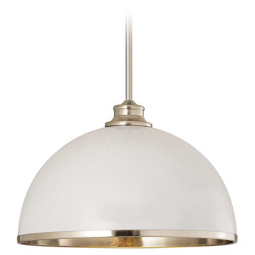 Z-Lite Landry Matte White & Brushed Nickel Pendant by Z-Lite 1004P14-MW-BN