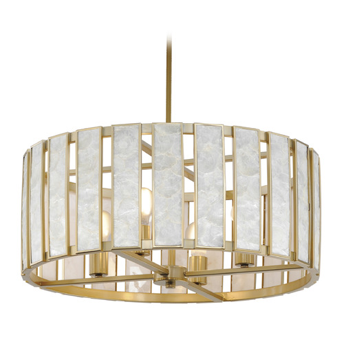 Miramar Capiz & Natural Aged Brass Pendant by Maxim Lighting
