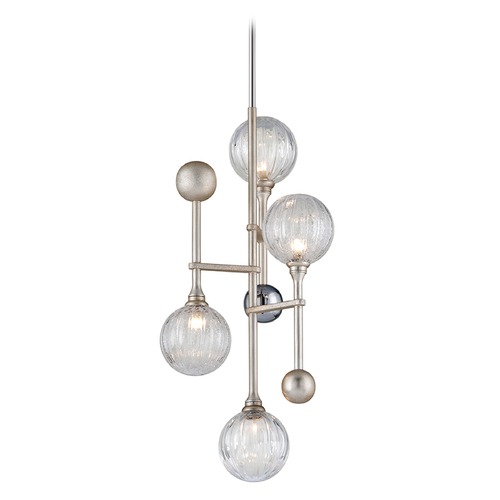 Corbett Lighting Majorette Mini Pendant in Silver Leaf & Chrome by Corbett Lighting 241-44