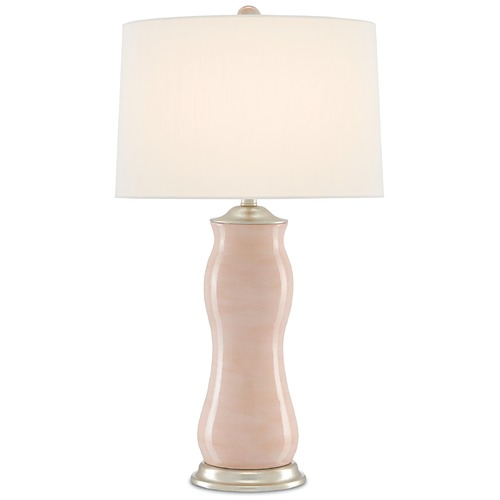 Currey and Company Ondine Blush / Silver Leaf Table Lamp with Drum Shade