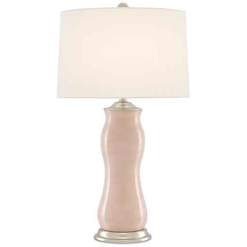 Currey and Company Lighting Currey and Company Ondine Blush / Silver Leaf Table Lamp with Drum Shade 6000-0236