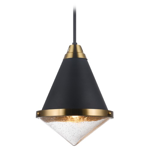 Matteo Lighting Lloyd Matte Black & Aged Gold Pendant by Matteo Lighting C70803MBBU