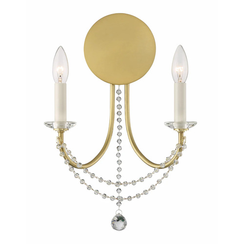 Delilah 2-Light Wall Sconce in Aged Brass by Crystorama Lighting