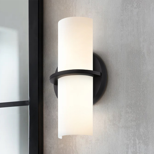 Nuvo Lighting Modern LED Sconce Wall Light with White Glass in Aged Bronze Finish 62/186
