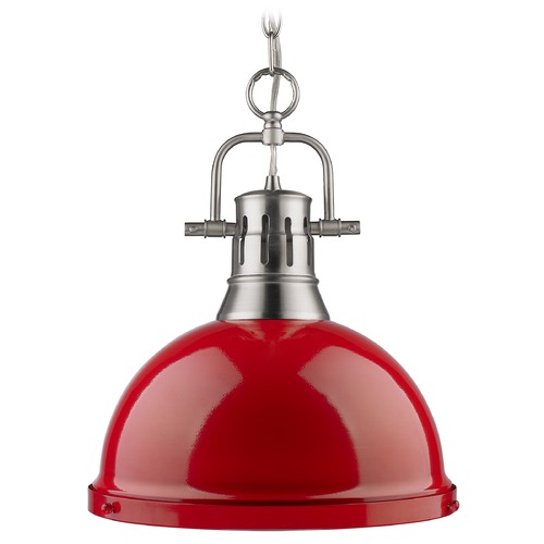 Golden Lighting Duncan Pewter Pendant Light with Bowl / Dome Shade