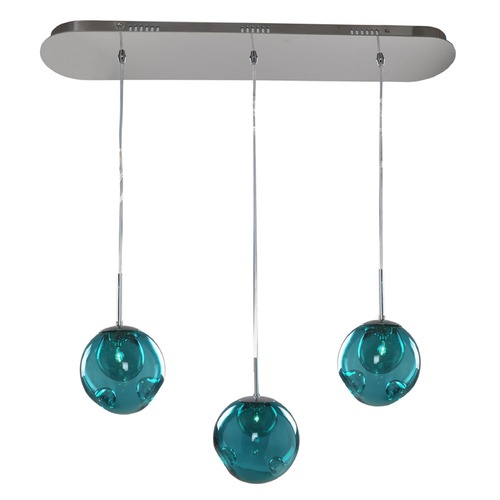 Kalco Lighting Meteor Chrome Multi-Light Pendant by Kalco Lighting 309542CH/AQUA