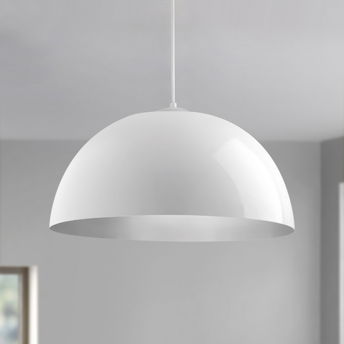 LED White Dome Pendant by Progress Lighting