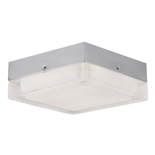 Modern Chrome LED Flush Mount with Frosted Shade 3000K 750LM by Kuzco Lighting