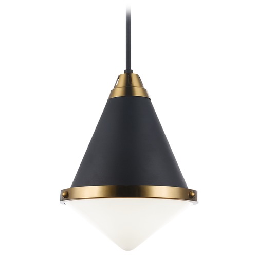 Matteo Lighting Lloyd Matte Black & Aged Gold Pendant by Matteo Lighting C70803MBOP