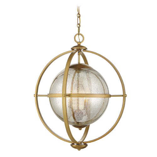 Savoy House Lighting Warm Brass Pendant Light with Globe Shade
