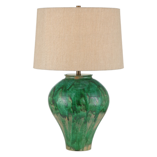 Currey and Company Lighting Currey and Company Blarney Green Table Lamp with Drum Shade 6000-1020
