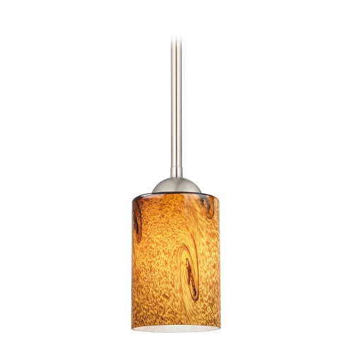 Modern Mini-Pendant Light with Brown Art Glass