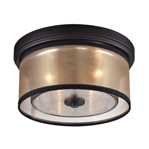 Elk Lighting Flushmount Light with Beige / Cream Shades in Oil Rubbed Bronze Finish 57025/2