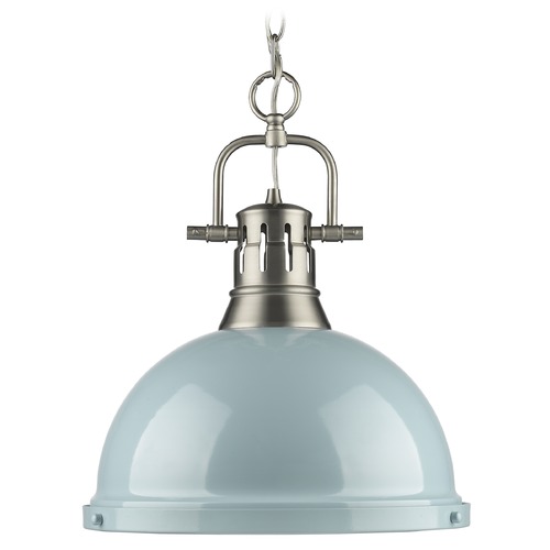 Golden Lighting Duncan Large Pendant in Pewter & Seafoam by Golden Lighting 3602-L PW-SF