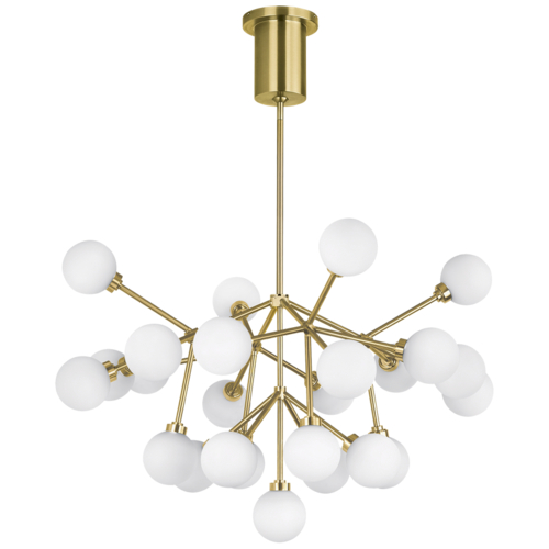 Mara LED Chandelier in Aged Brass with White by VC Modern