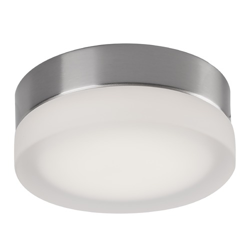 Modern Brushed Nickel LED Flush Mount with Frosted Shade 3000K 460LM by Kuzco Lighting