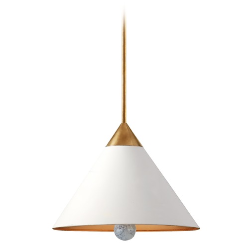 Kelly Wearstler Cleo Pendant in Brass & White Marble by Visual Comfort Signature