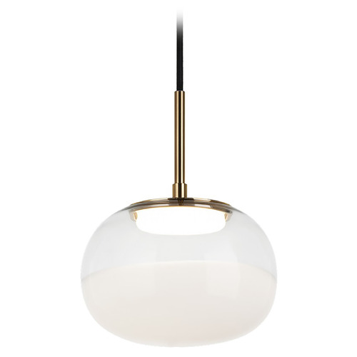 Matteo Lighting Jayce Aged Gold Brass LED Mini-Pendant Light with Bowl / Dome Shade