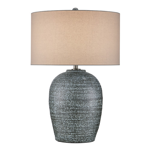 Currey and Company Agatha Reactive Black & White Table Lamp with Drum Shade